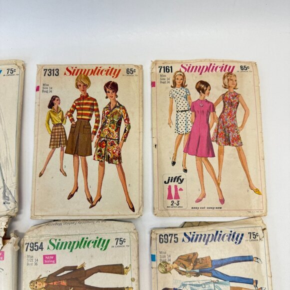 Simplicity Lot of 8 Vintage Sewing Patterns 6825 7313 7161 7954 6975 7466 7548 - Picture 3 of 6